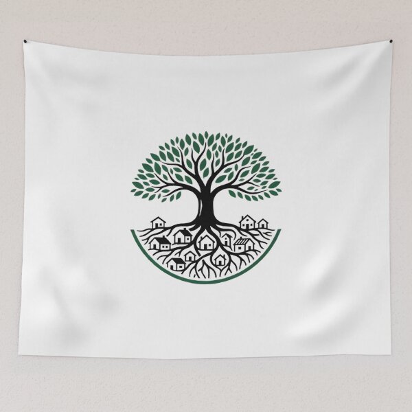 Item preview, Deep Roots Village Tree T-Shirt – Heritage & Belonging Minimal Design designed and sold by MCV-Designs.