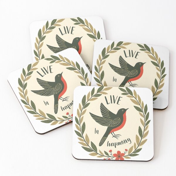 Item preview, Live in Harmony – Nature Bird Illustration with Floral Wreath designed and sold by Kavya Art.