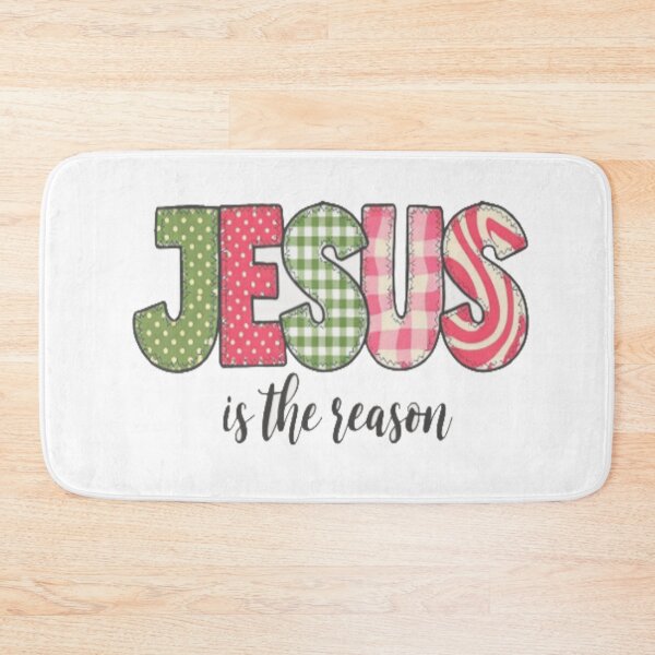 Item preview, Festive “Jesus Is the Reason” Patchwork Christian Christmas Design for Faith & Holiday Lovers designed and sold by Bright Nest Studio.
