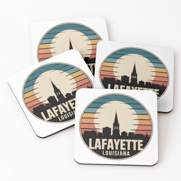 Item preview, Lafayette Louisiana: Retro Orange Sunset Skyline Badge designed and sold by CircinusStore.