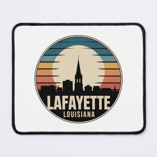 Item preview, Lafayette Louisiana: Retro Orange Sunset Skyline Badge designed and sold by CircinusStore.