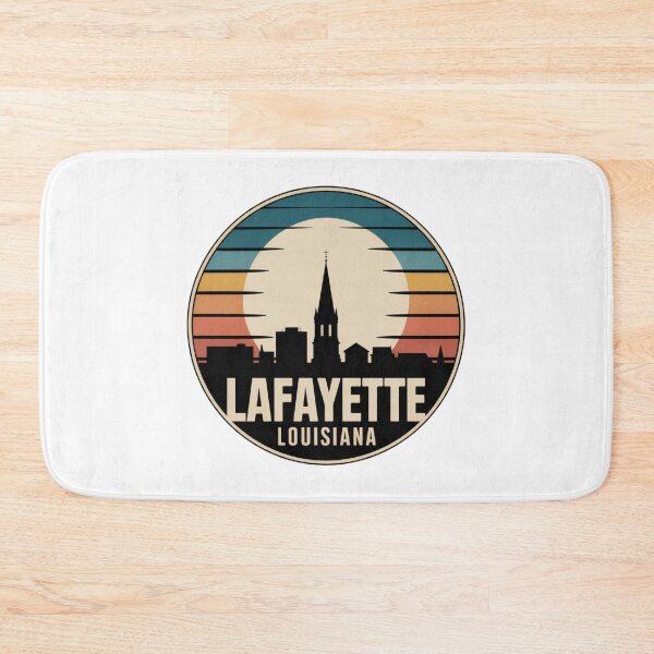 Item preview, Lafayette Louisiana: Retro Orange Sunset Skyline Badge designed and sold by CircinusStore.