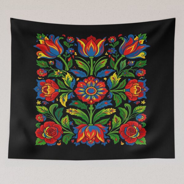 Item preview, Slavic Folk Flowers – Vibrant Floral Folk Art Pattern designed and sold by myforestfog.