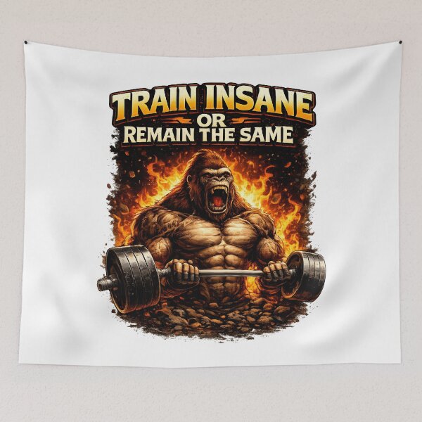 Item preview, Train Insane Or Remain The Same Gym Gorilla Workout Motivation Fitness T-Shirt Design designed and sold by Nixora.
