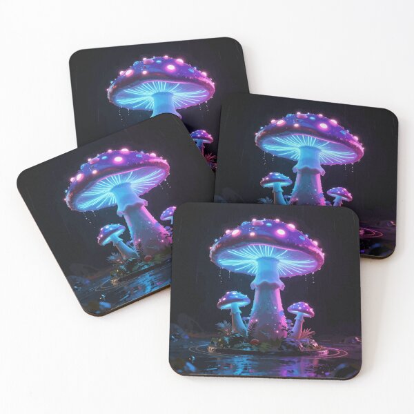 Item preview, Glowing Neon Mushroom – Futuristic Cyberpunk Fantasy Aesthetic designed and sold by RidaSalArt.