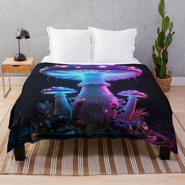Item preview, Glowing Neon Mushroom – Futuristic Cyberpunk Fantasy Aesthetic designed and sold by RidaSalArt.