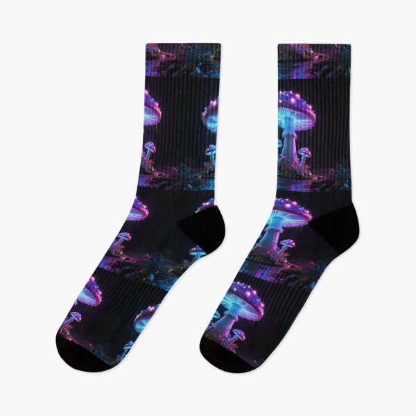 Item preview, Glowing Neon Mushroom – Futuristic Cyberpunk Fantasy Aesthetic designed and sold by RidaSalArt.
