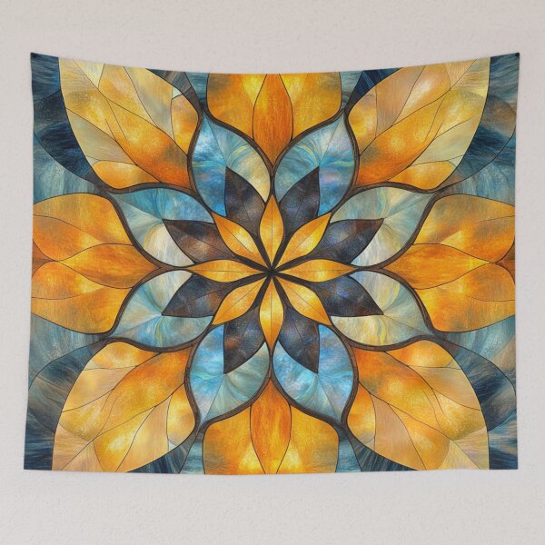 Item preview, Honey Blue Stained Glass Inspired Mosaic Mandala Pattern designed and sold by GrinGalore.