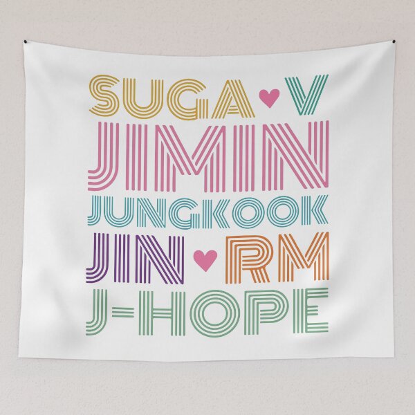 Item preview, Colorful Neon BTS Member Names Typographic Art designed and sold by BrownHorse90s.