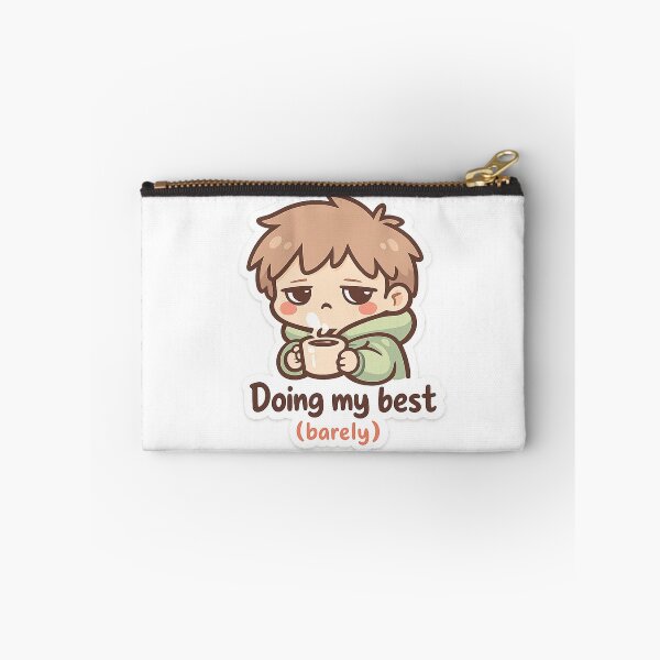 Item preview, Cute Tired Coffee Sticker – “Doing My Best (Barely)” Funny Relatable Aesthetic Sticker designed and sold by NovaDropDesigns .