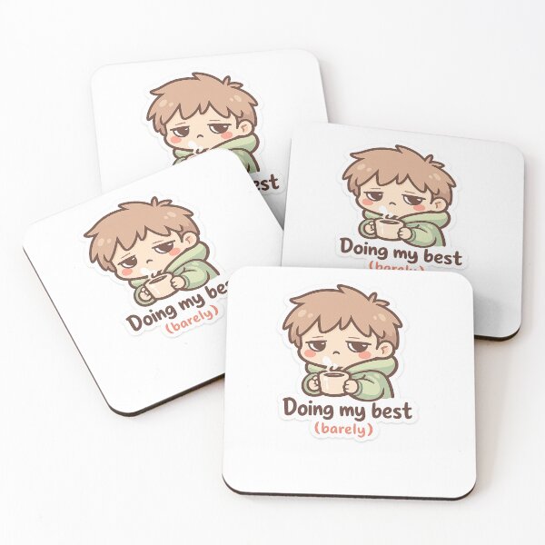 Item preview, Cute Tired Coffee Sticker – “Doing My Best (Barely)” Funny Relatable Aesthetic Sticker designed and sold by NovaDropDesigns .