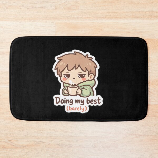 Item preview, Cute Tired Coffee Sticker – “Doing My Best (Barely)” Funny Relatable Aesthetic Sticker designed and sold by NovaDropDesigns .