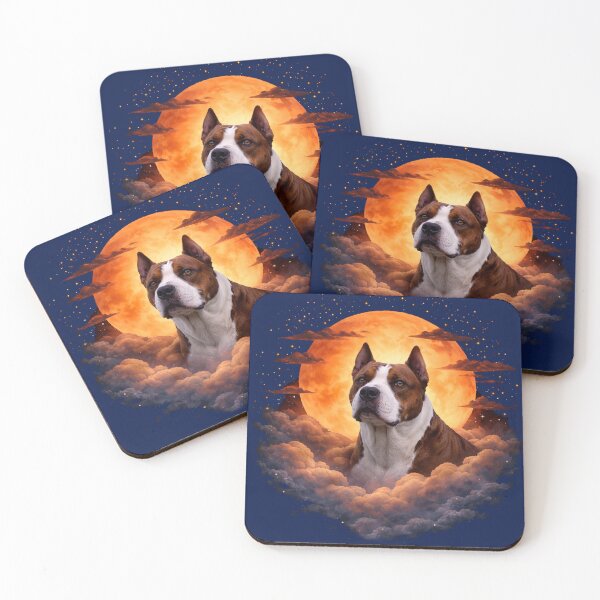 Item preview, Cosmic Pitbull Moon Art – Galaxy Mountain Dog Shirt Design designed and sold by PixelsPaws.