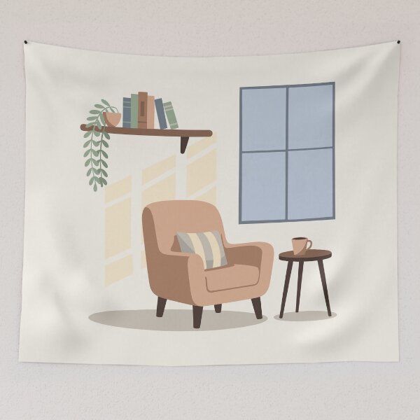 Item preview, Cozy Reading Nook with Books and Plant designed and sold by TrendMorphic.