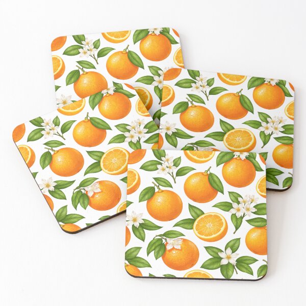 Item preview, Fresh Orange Pattern with Leaves and Blossoms | Citrus Fruit Aesthetic Design designed and sold by DreamPixelPrint.