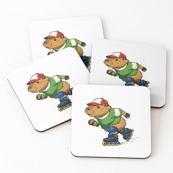 Item preview, Capybara Playing Roller Skate -  Pixel Art designed and sold by Simmetrika.