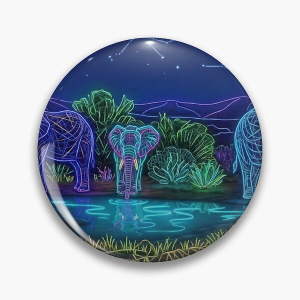 Item preview, Neon Elephant Family Savanna Night Cyberpunk Art designed and sold by Scoutic-Neon.
