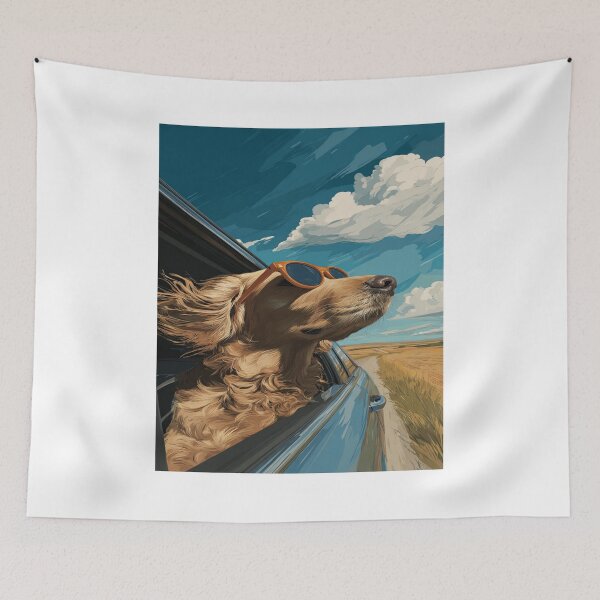 Item preview, Happy Dog Sunglasses Car Window Road Trip Adventure designed and sold by NicolasGlowArt.