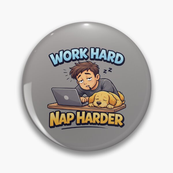 Item preview, Work Hard Nap Harder Dog Funny Motivational Cartoon designed and sold by JVDesignsShop.
