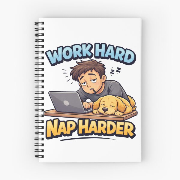 Item preview, Work Hard Nap Harder Dog Funny Motivational Cartoon designed and sold by JVDesignsShop.