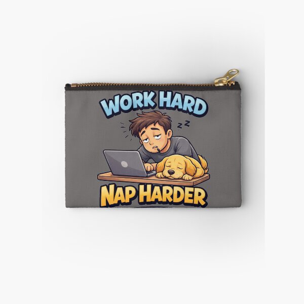 Item preview, Work Hard Nap Harder Dog Funny Motivational Cartoon designed and sold by JVDesignsShop.