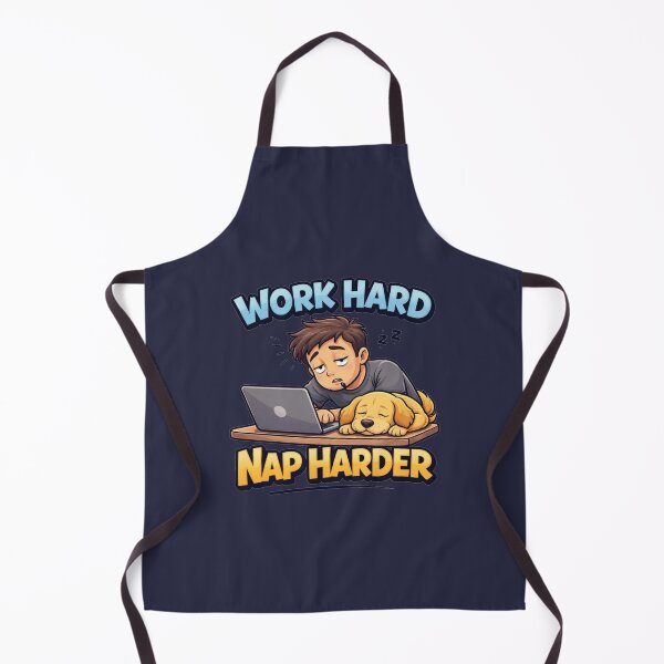 Item preview, Work Hard Nap Harder Dog Funny Motivational Cartoon designed and sold by JVDesignsShop.