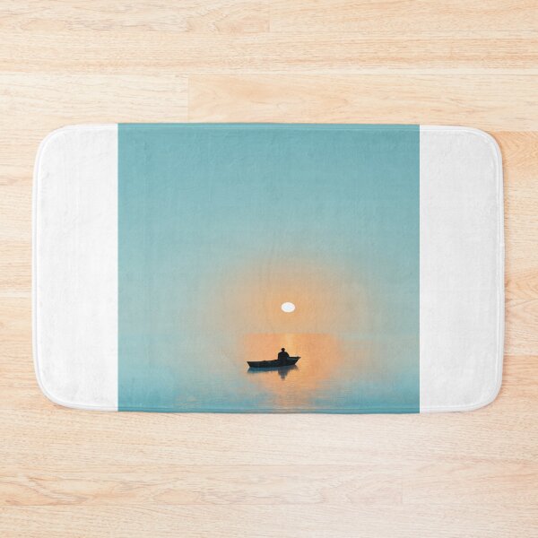 Item preview, Serene Sunset Boat Minimalist Water Solitude designed and sold by NicolasGlowArt.