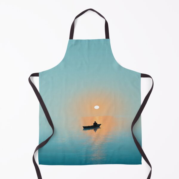 Item preview, Serene Sunset Boat Minimalist Water Solitude designed and sold by NicolasGlowArt.