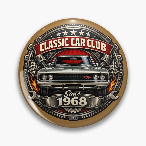 Item preview, Classic Car Club Since 1968 Vintage Muscle Car Badge designed and sold by Retro Arabica.