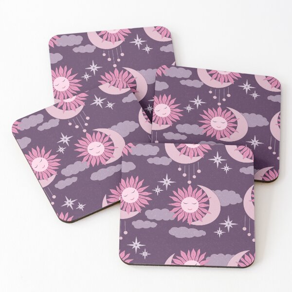 Item preview, Large scale of Purple Pink Celestial Sun Moon Feminine Witchy Pattern designed and sold by DColourMuse.