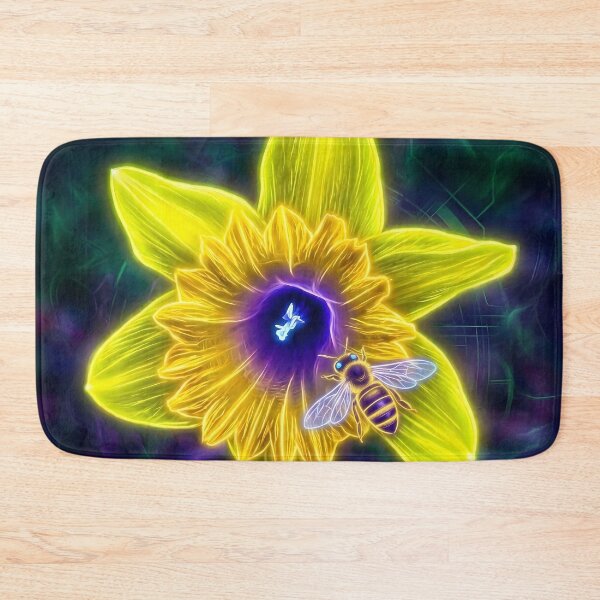 Item preview, Neon Daffodil with Bee - Cyber Botanical Art designed and sold by Scoutic-Neon.