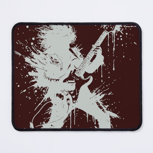 Item preview,  A highly energetic black silhouette of a 1990s rock guitarist smashing a guitar.  designed and sold by Dejbar.