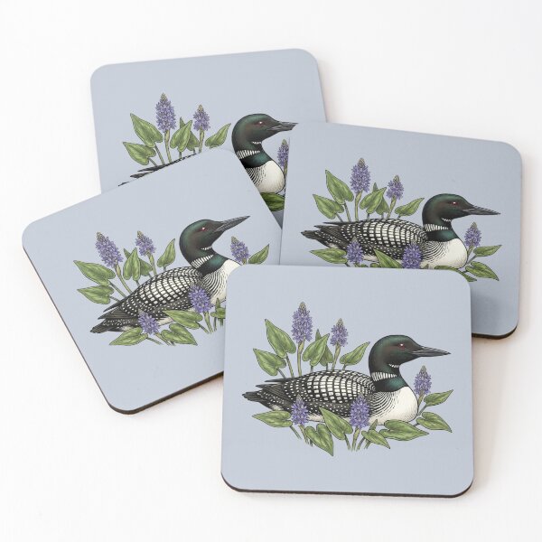 Item preview, Common Loon with Pickerelweed Wildflowers designed and sold by BirdsnStuff.