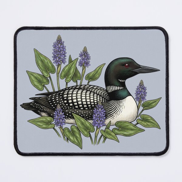 Item preview, Common Loon with Pickerelweed Wildflowers designed and sold by BirdsnStuff.