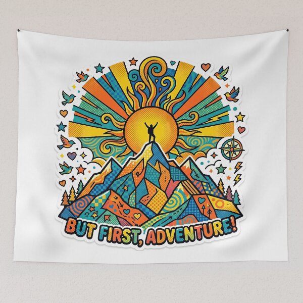 Item preview, Hiking Mountain Pop Art Bold Colorful Outdoors Sticker designed and sold by Poppy Volt.