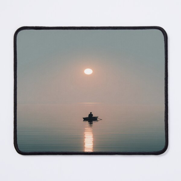 Item preview, Solitary Rower Sunset Reflection Calm Water Art designed and sold by NicolasGlowArt.