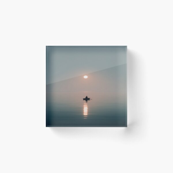 Item preview, Solitary Rower Sunset Reflection Calm Water Art designed and sold by NicolasGlowArt.