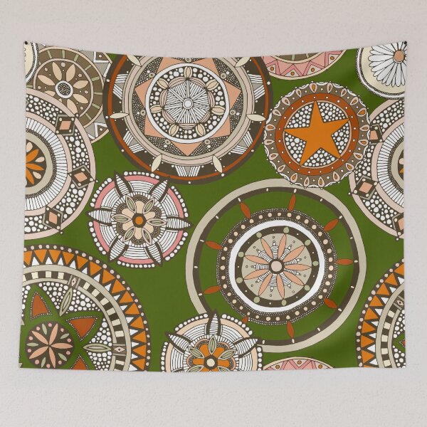 Item preview, kazuki star forest green mandala designed and sold by scrummy.