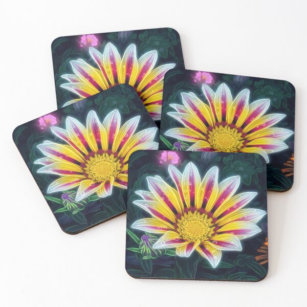 Item preview, Neon Gazania with Raindrops - Fractal Botanical Art designed and sold by Scoutic-Neon.