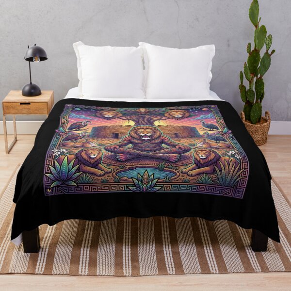 Item preview, VIBRANT GROOVY TRIBAL LION Ancient Art style vintage vibes cat lovers big cats holy Lions Lion Castle Savannah designed and sold by Jt41.