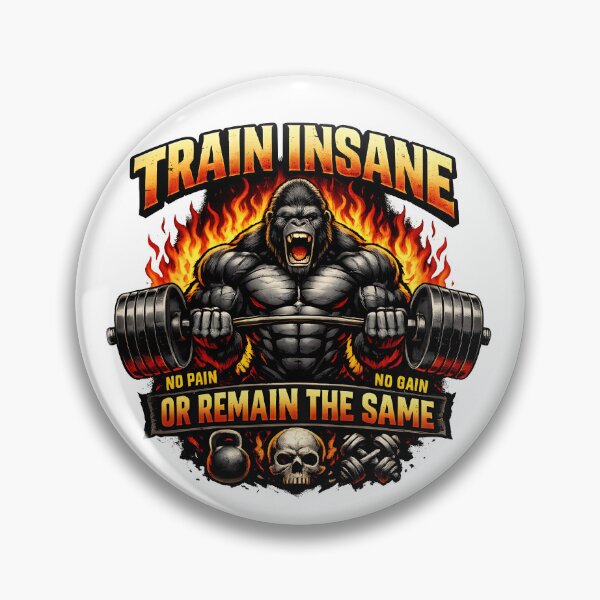 Item preview, Train Insane No Pain No Gain Gorilla Gym Motivation Hardcore Fitness T-Shirt Design designed and sold by Nixora.