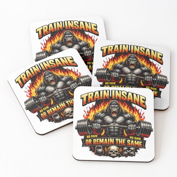 Item preview, Train Insane No Pain No Gain Gorilla Gym Motivation Hardcore Fitness T-Shirt Design designed and sold by Nixora.