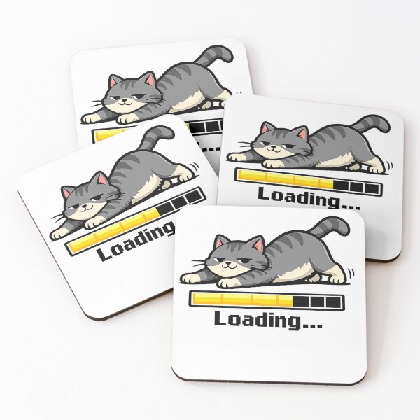 Item preview, Stretching Cat Loading Bar Funny Motivational Cartoon designed and sold by JVDesignsShop.