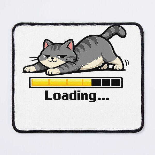 Item preview, Stretching Cat Loading Bar Funny Motivational Cartoon designed and sold by JVDesignsShop.