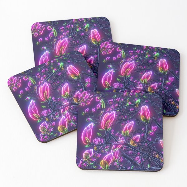 Item preview, Neon Magnolia Tree - Cyber Botanical Art designed and sold by Scoutic-Neon.