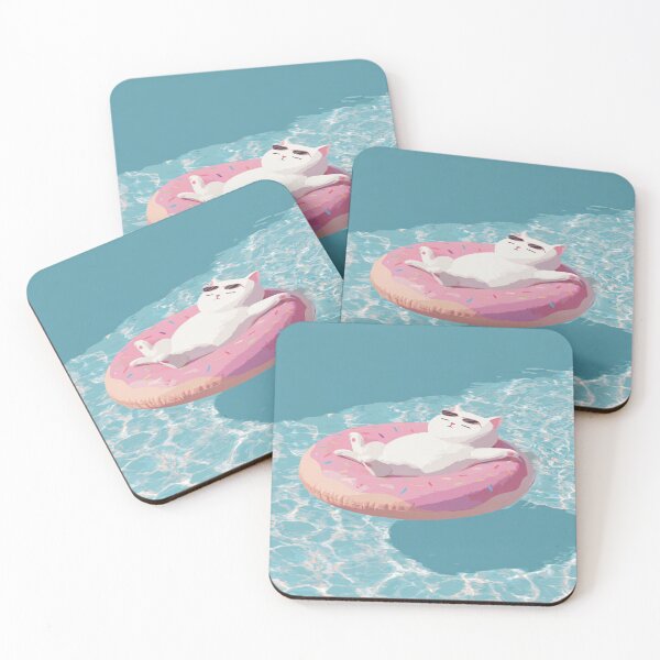Item preview, Lazy Cat Donut Pool Float Summer Chill Vibes designed and sold by NicolasGlowArt.