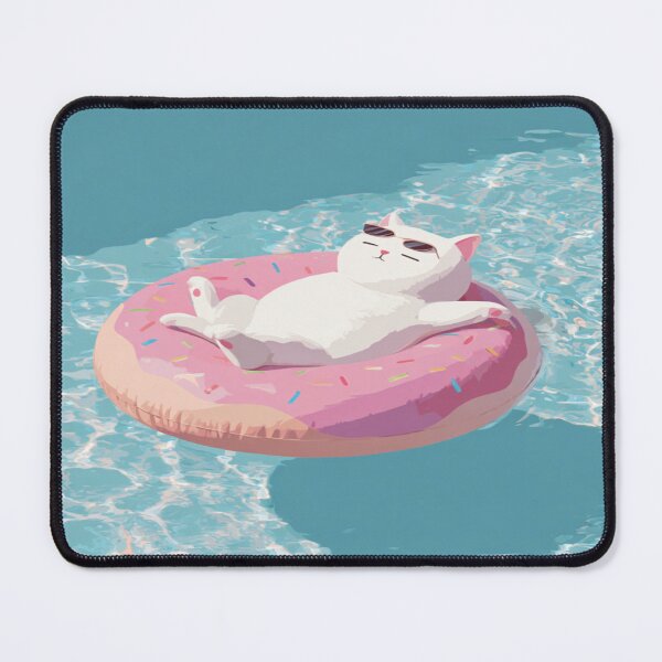 Item preview, Lazy Cat Donut Pool Float Summer Chill Vibes designed and sold by NicolasGlowArt.