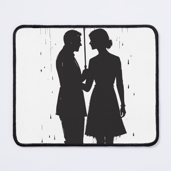 Item preview, A romantic black and white silhouette of a couple holding hands and walking under an umbrella. designed and sold by Dejbar.