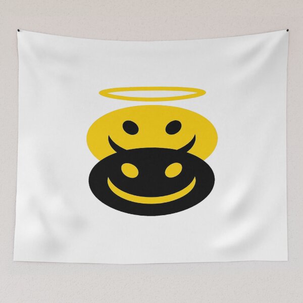 Item preview, Angel and Devil Dual Smiley Minimalist Good vs Evil Aesthetic Design for Trendy Streetwear designed and sold by Bright Nest Studio.
