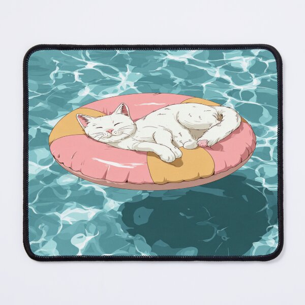 Item preview, Relaxing Cat Pool Float Summer Vacation Kitty designed and sold by NicolasGlowArt.